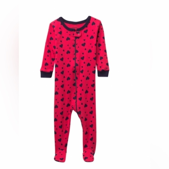NAVY Hearts footed pajama sleeper. Size 12-18 months. NWT - Picture 1 of 2